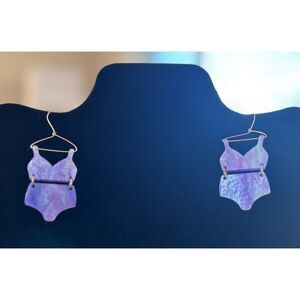 Bikini Earrings Hanger Hooks Pastel Iridescent Dangle Whimsical Fashion Jewelry